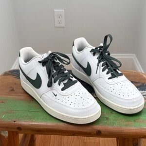Nike Men's White and Dark Green Sneakers